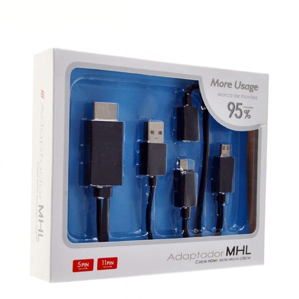 Cable adaptador USB a HDMI, cable adaptador 5 en 1 Micro USB adaptador MHL