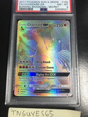 2017 Pokemon Burning Shadows Secret Charizard GX #150 PSA 8 Near Mint-Mint New - Picture 2 of 5