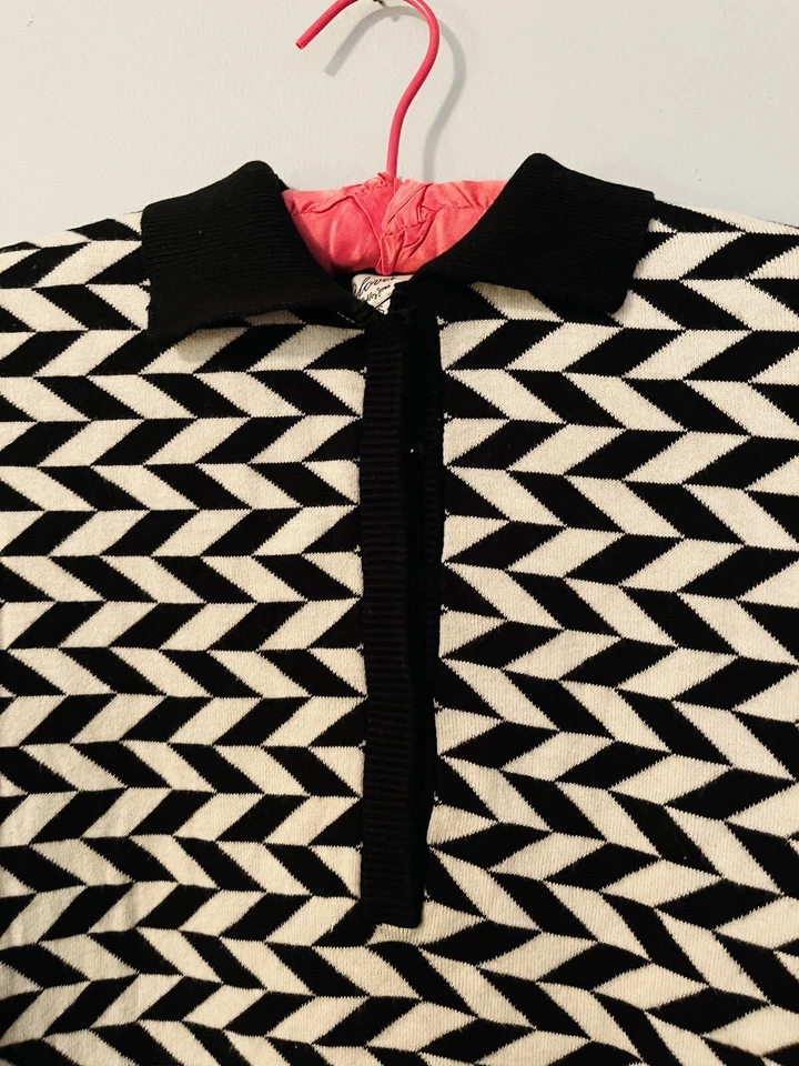 Pullover de golf Clover Bobby Jones seda algodón S Chevron negro blanco preparación Academia Foto 2 de 4