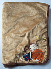 Lambs  Ivy Brown Baby Blanket Monkey With Basketball Plush Crib Security Lovey