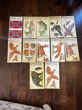 12-NOS Vtg MeyerCord Sport-Stik Adhesive Stickers (Fish-Birds-Tiger-Devil-Fox)