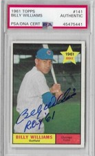 Billy Williams Signed 1961 Topps Rookie Card #141  PSA/DNA Certified