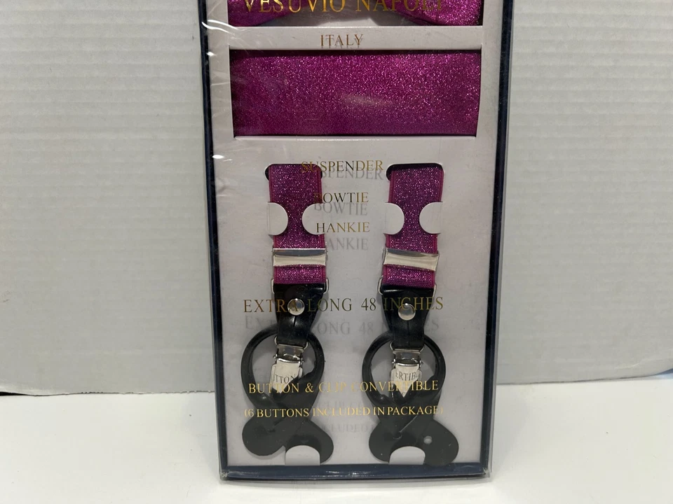 Nueva pajarita con tirantes Vesuvio Napoli espalda en Y para hombre brillantes violeta púrpura Foto 2 de 4