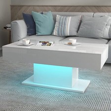 High Gloss Coffee Table with LED Light Living Room Cocktail Sofa Center Table