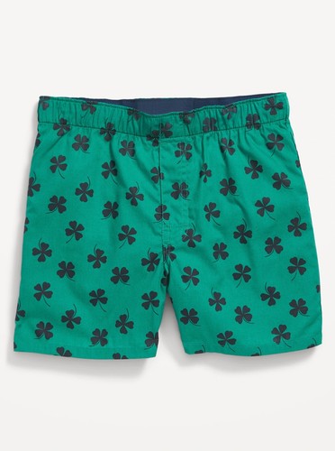 Old Navy Kid Boys Cotton Poplin Printed Boxer Shorts Clovers Size Medium or XL