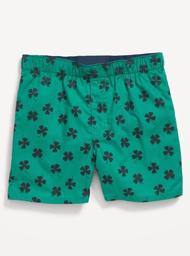 Old Navy Kid Boys Cotton Poplin Printed Boxer Shorts Clovers Size S M or XL - Picture 1 of 1