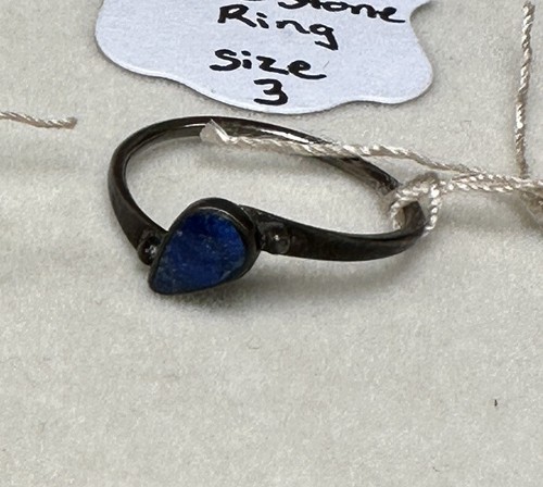 Antique Earrings & Size 3 Ring Jewelry Sterling Silver Blue Stone - Picture 3 of 9
