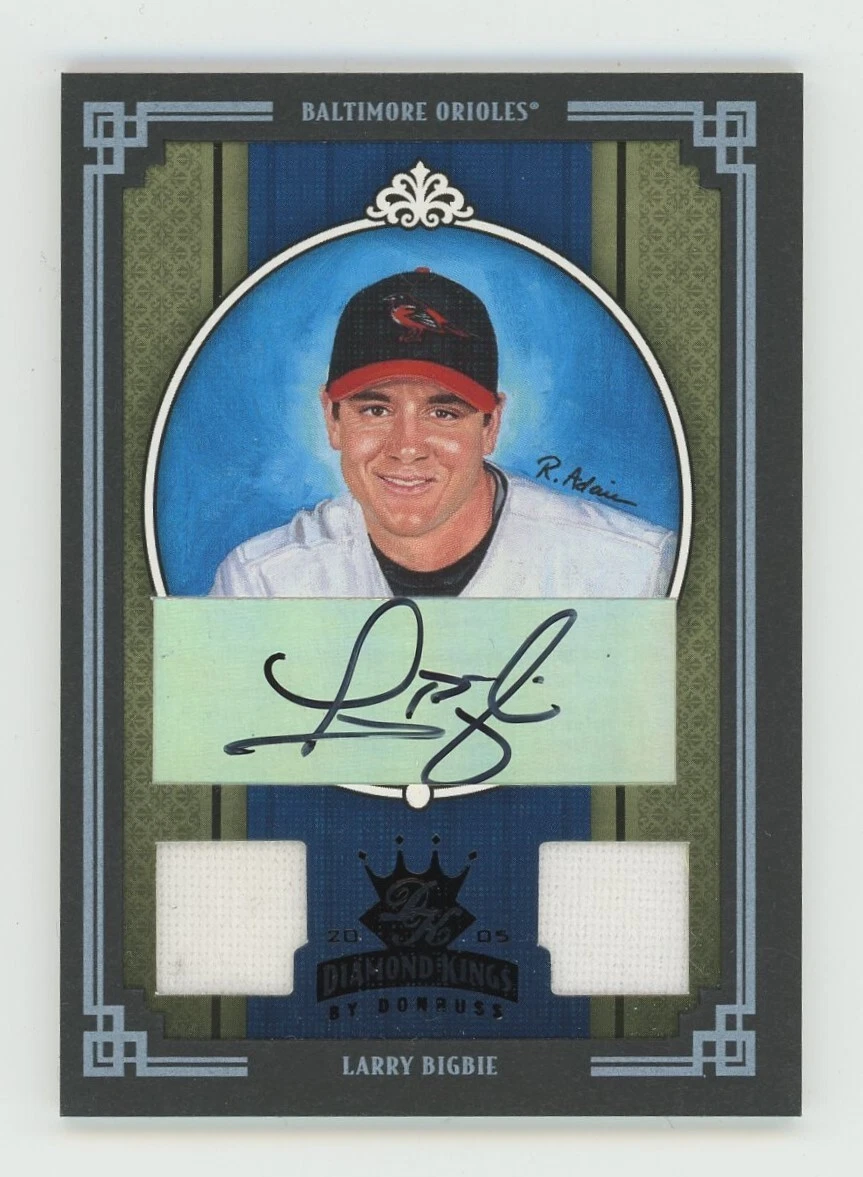 LARRY BIGBIE 2005 DONRUSS DIAMOND KINGS CROWNING MOMENT AUTO PATCH ORIOLES 2/10