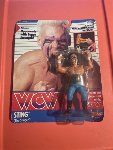 Vtg 1990 WCW Galoob Sting First Release MOC NEW NW...