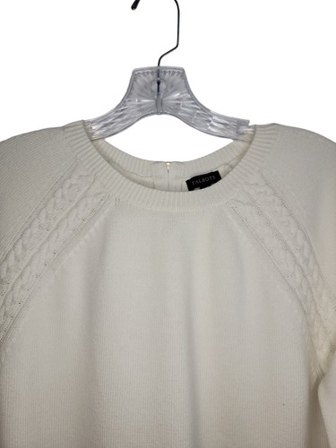 Talbots elfenbeinfarbener Strickpullover 3/4 Raglandärmel Damen Large Freizeit leicht - Bild 3 von 6