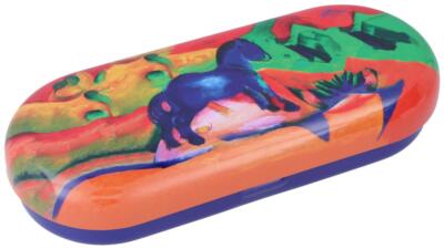 Fridolin - Metall - Brillenetui Blaues Pferd mit einem Kunstdruck von Franz Marc