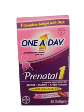 One a Day Prenatal 1, With Folic Acid, DHA & Iron. 30 Softgels, Exp 11/2025