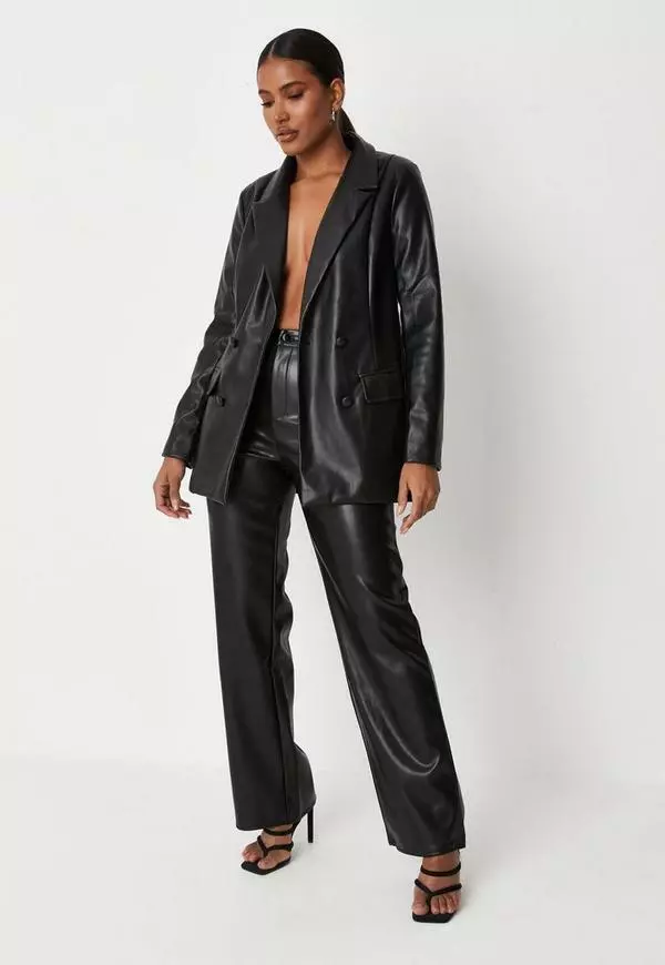 Missguided Women black soft faux leather oversized blazer Size US 14 #J7903957 Missguided Women black soft faux leather oversized blazer Size US 14 #J7903957