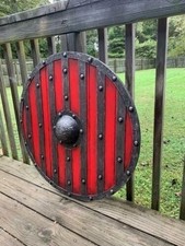 24'' Viking Handmade Shield Battle-Ready Wooden Shield Heavy Valhalla Gift