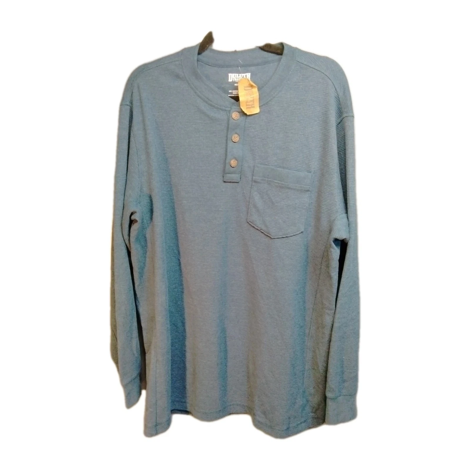 Duluth Trading Shirt Mens Pullover Casual Muted Blue Size Large Outdoor Hiking