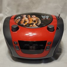 WWE VEC11002 Boombox CD Player AM/FM Radio Aux Input Red Black