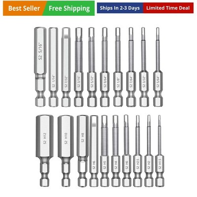 Hex Head Allen Wrench Drill Bit Set 20PC 10pc Metric & 10pc SAE, 2.3'' Long 1/...