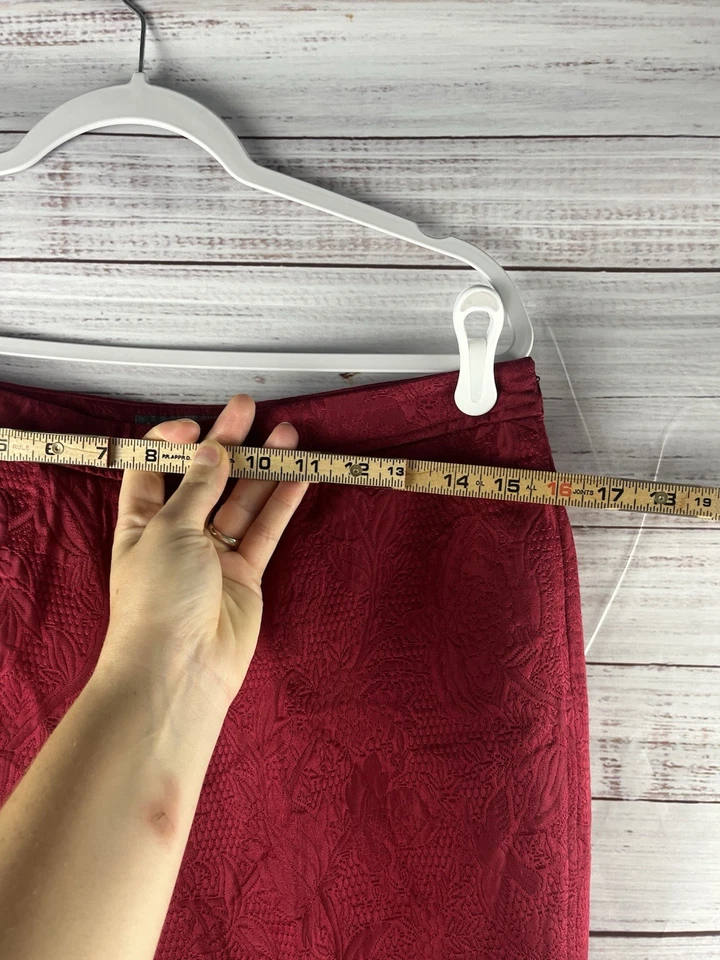 Pantalones Josephine Chaus Mujer 8P Rojo Recto Tiro Alto Seda Algodón Plisado Forrado Foto 3 de 4