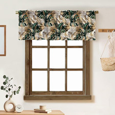 Green Hawaii Palm Leaf Valances Curtains Tropical Leaves Plant Botanical Jungle