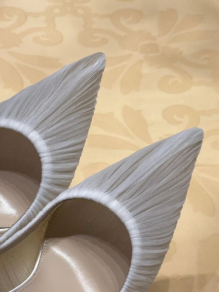 Aquazzura Voile Pump 105 - T 39,5 Décolleté Tulle Raso Bianco in descrizione - Image 4 of 4