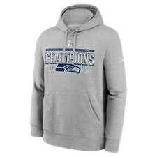 Seattle Seahawk Heather Gray 2025 NFC Champions Locker Room Hoodie S-5XL