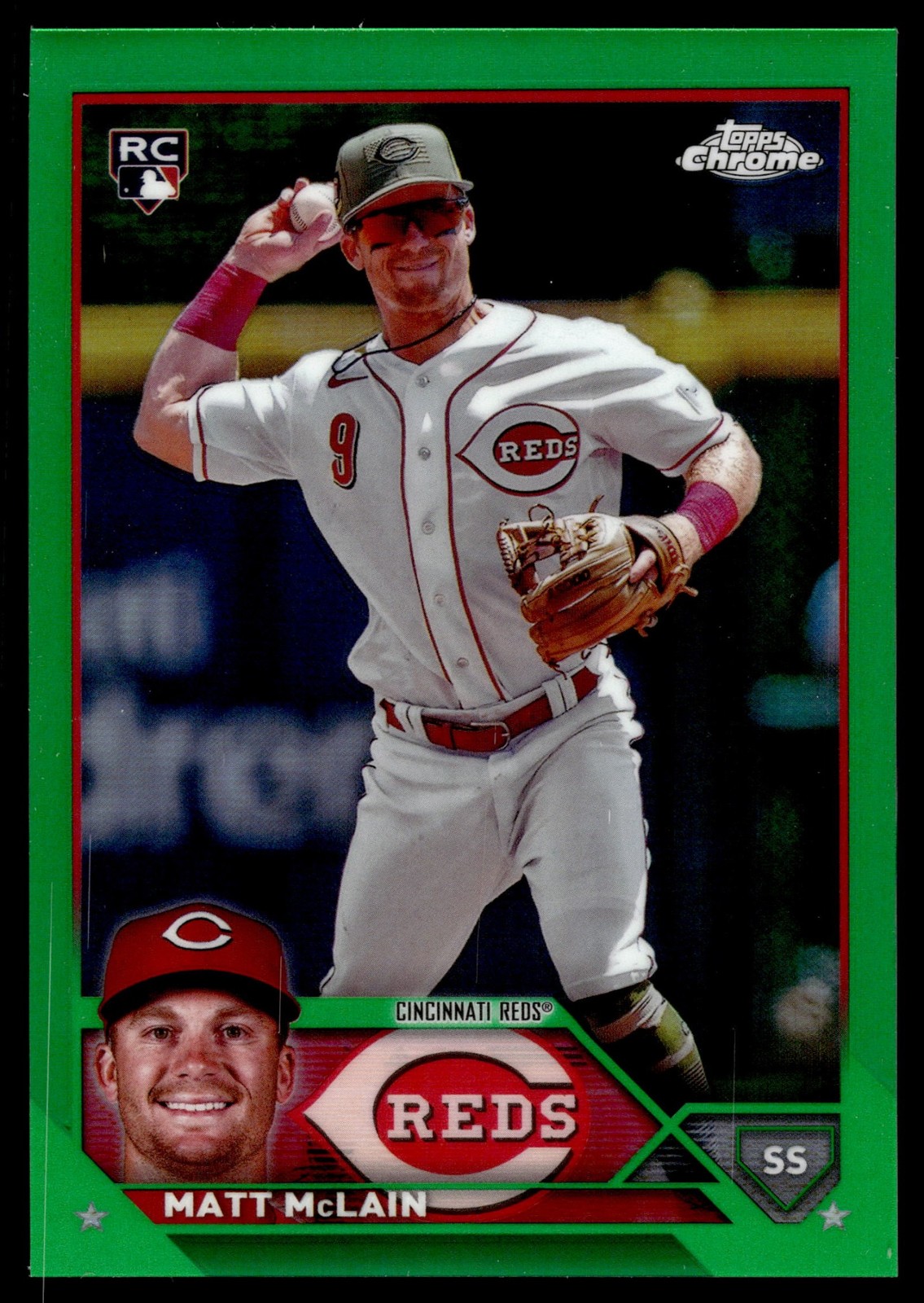 2023 Topps Chrome Update MATT MCLAIN GREEN REFRACTOR 40/99 REDS RC USC200