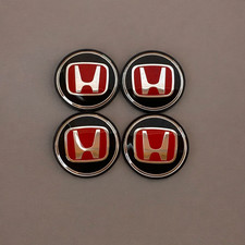4pcs Wheel Center Caps Red On Black Rim Emblem Hubcaps Fits Honda Accord 2018-22