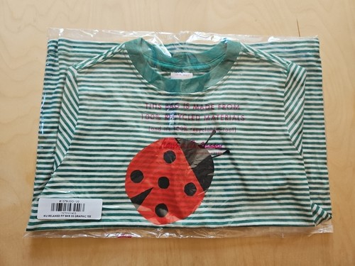 NWT HANNA ANDERSSON LADYBUG GREEN STRIPE RELAXED FIT GRAPHIC TEE SHIRT 120 6 7 - Picture 3 of 4