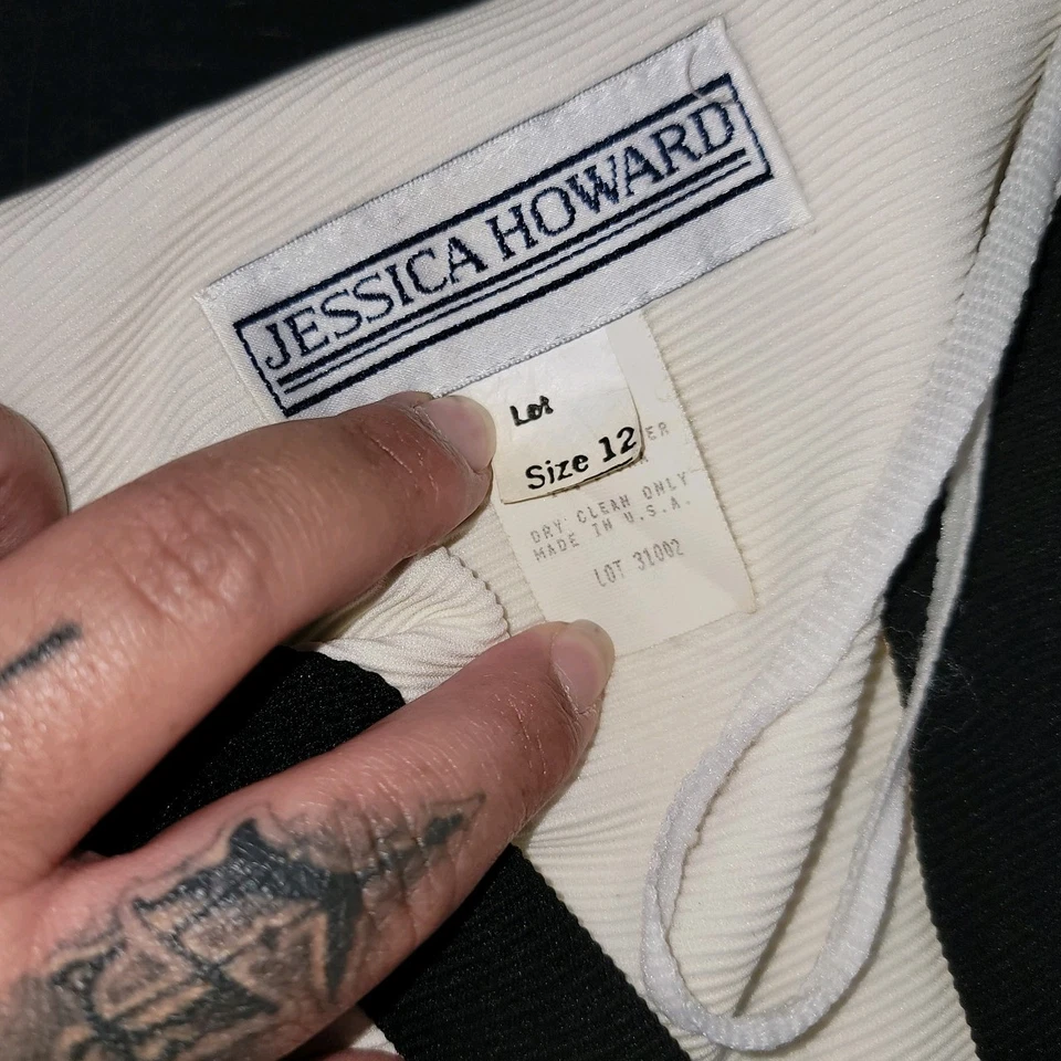 Jessica Howard Vintage 90s White And Black Faux Corset Jacket Top Size 12 - Image 2 of 4