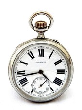 Pocket Watch LONGINES Open Face Cal 20.52 Case Steel Huge 55mm 1905c Working