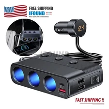 7 in 1 3-Way Car Cigarette Lighter Socket Splitter Power Adapter Quick Charge