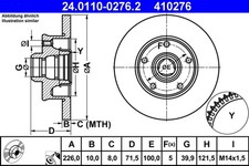 2x ATE Bremsscheibe 24.0110-0276.2 für GOLF VENTO VW CORRADO PASSAT 1H1 35I 3A2