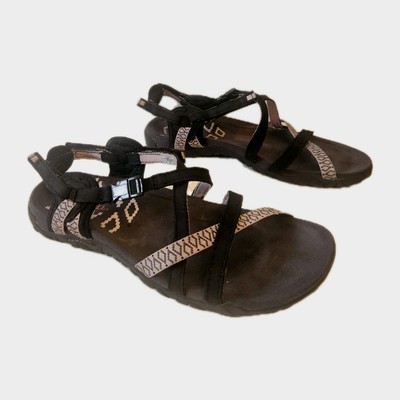 Merrell Terran Lattice II Sandals Shoes Womens Sz 7 Strappy Black Leather Lilac