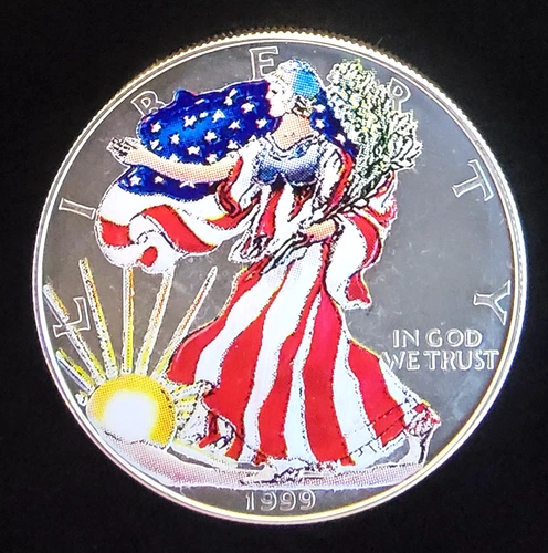 1999 American Eagle Walkin Toned Reverse Colorize Bullion-0.999 Silver 1 Oz Coin
