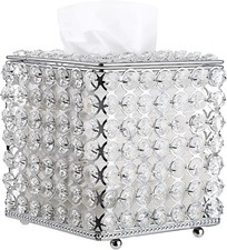 Crystal Square Tissue Box Cover - Decorative Tissue Box Holder, Sparkling Cube