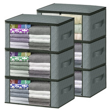 Fabric Storage Bag 6-Pack Foldable Bedding Clothes Closet Wardrobe Organizer