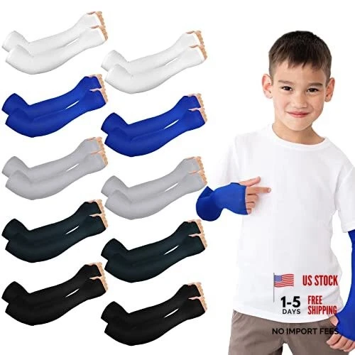 10 Pairs Arm Sleeves for Kids Arm Sleeves for Boys Uv Sun Protection Cooling