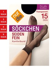 Nur Die Damen Socken Strümpfe Söckchen Seidenfein 15 Den Multi-Pack Füßlinge