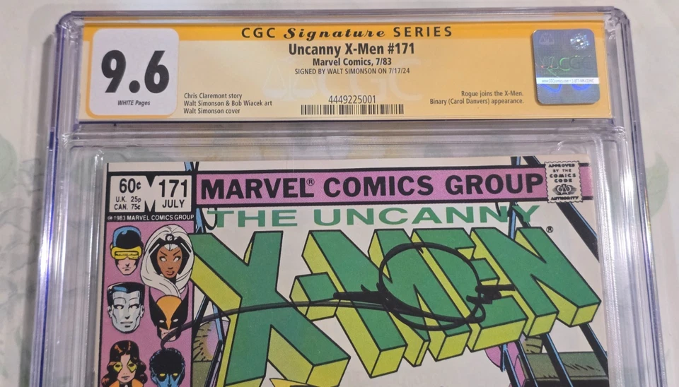 UNCANNY X-MEN 171 CGC 9.6 SS WP ROGUE SIGNED BY WALT SIMONSON MARVEL 1983 - Image 2 of 3