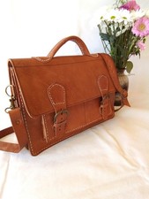 100% Genuine Leather Bag Unisex Satchel Messenger Bag Laptop Bag Briefcase