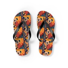 Aboriginal Koala Flip Flops, Australia Animal Shoes, Indigenous Design Sandals,