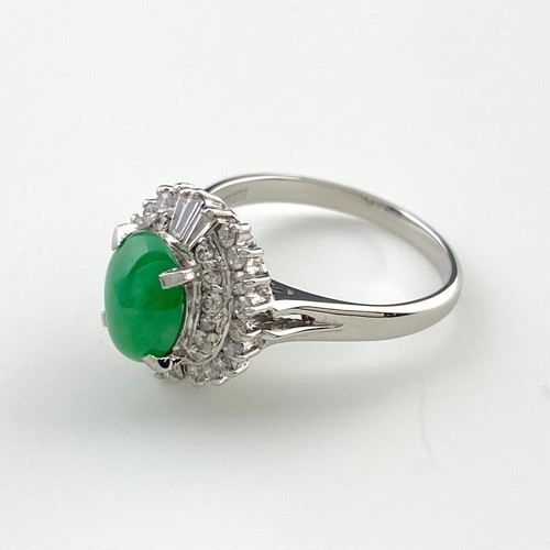 Anillo diseño jade anillo platino anillo cuerpo a cuerpo diamante Pt900 jade diamante mujer - Imagen 2 de 5