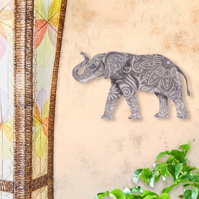 Eangee Elephant 17'' Wide Gray Capiz Shell Wall Decor