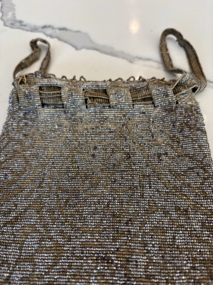 Bolso Antiguo Art Deco Vintage Damas Patrón Cuentas, Impresionante Raro Estilo Genuino Foto 4 de 4