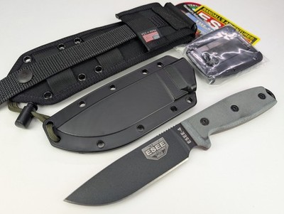 ESEE Model 4 Knife 4P-MB-B Plain Edge - Black Blade - Nylon Molle Back + Sheath