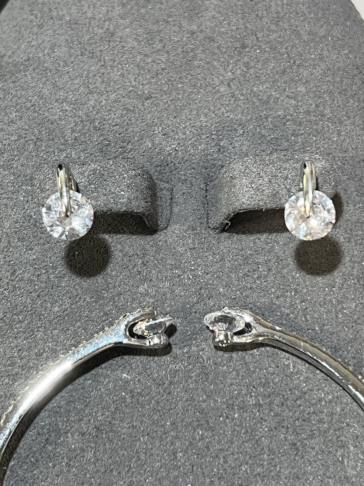 Givenchy Floating Crystal Hinged Cuff Bracelet Si… - image 10