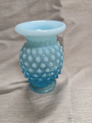 Fenton Hobnail Blue Opalescent Small Vase Hat Pin Holder
