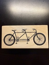 NEW Judi Kins Tandem Bicycle Wood Mounted Rubber Stamp Bicycle Built 4 Two Bike