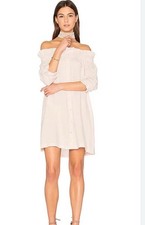 MinkPink Cream Off-Shoulder Button-Front Shift Dress Party Style Size M