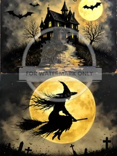 Haunted Manor & Witch Duo | A4 Rice Paper | Paper for Decoupage | Halloween